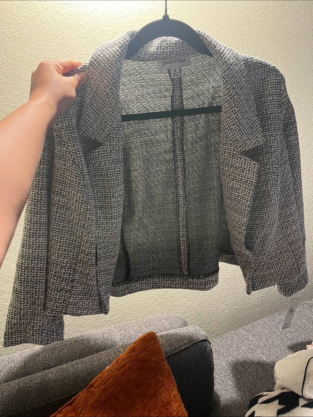 Shelby & Palmer Black and White Tweed Cropped Blazer